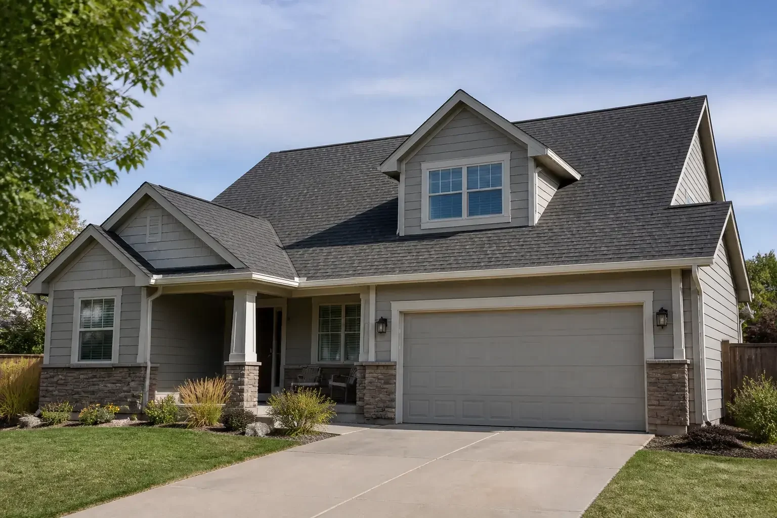 Newly replaced roof on a house