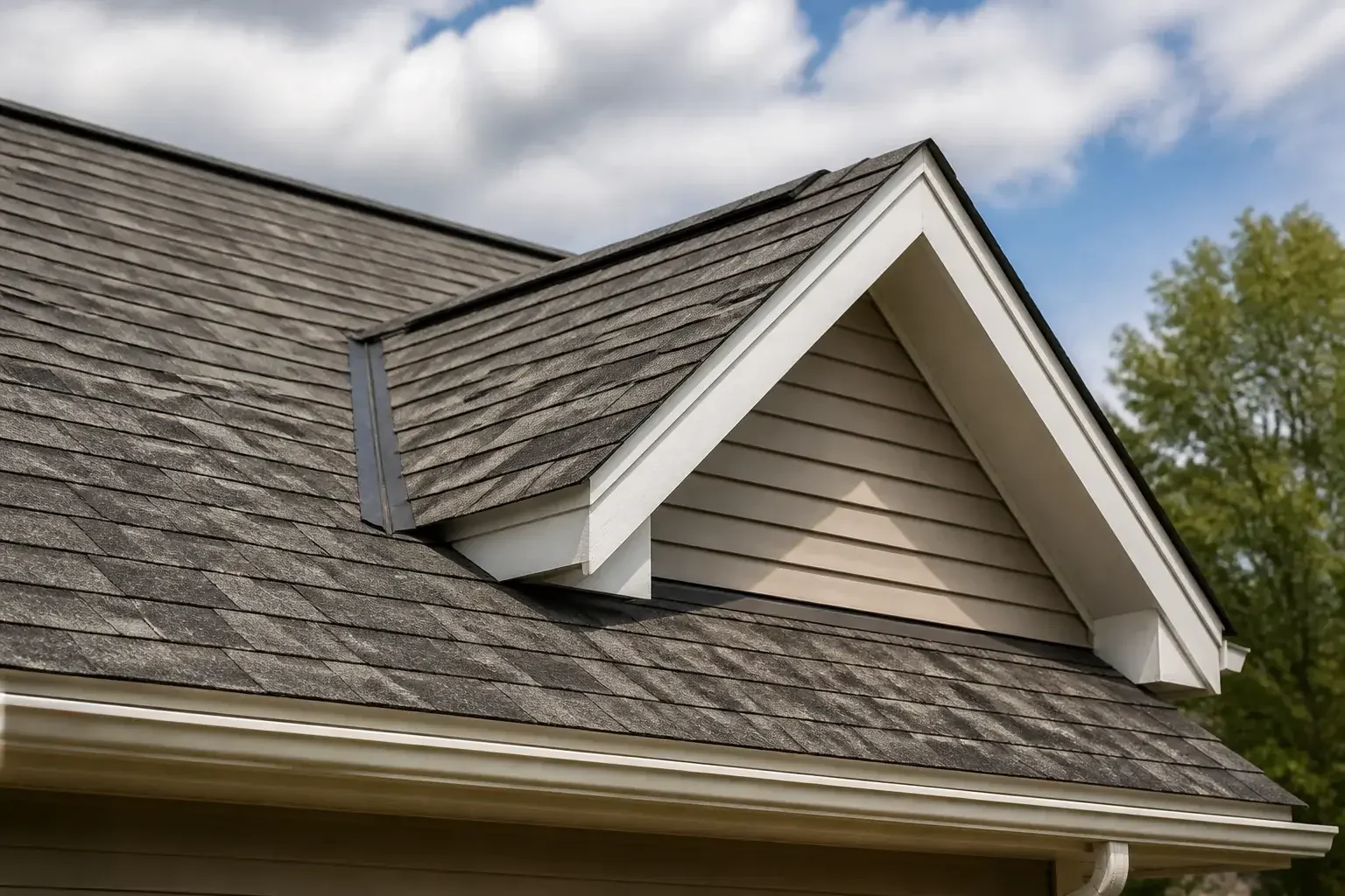 Repaired roof after storm damage