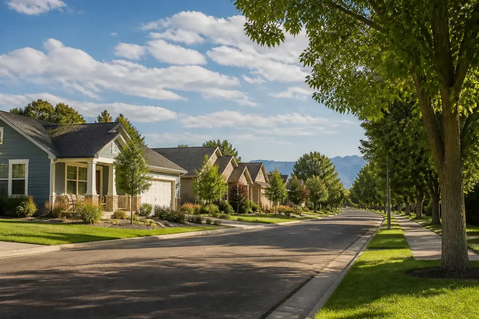 Greeley neighborhood street with homes
